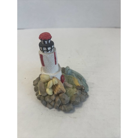 Lighthouse On The Shore With Seashells Waves Crashing Figurine 3” Ceramic - Picture 6 of 6